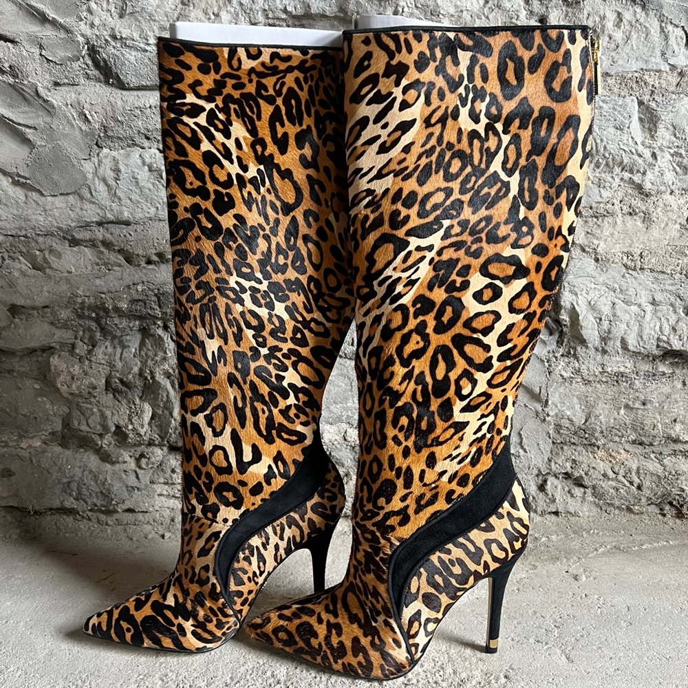 BEBE Leopard Print ‘Payton’ Heeled Boots
